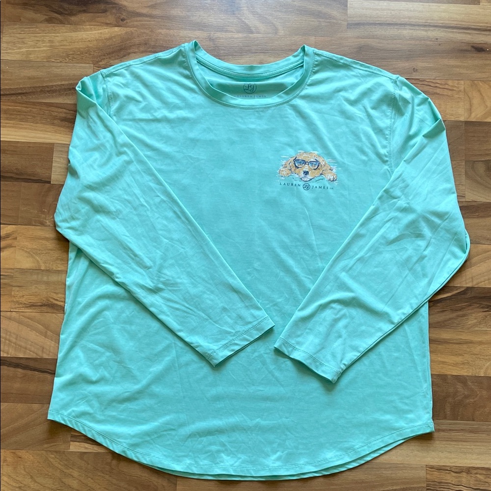 Lauren James Aqua Long Sleeve Tee